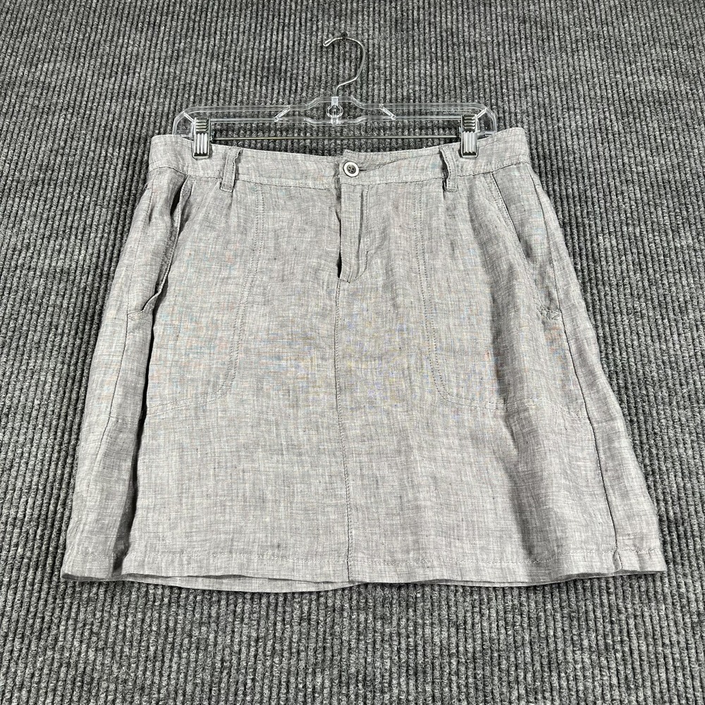 Horny Toad Skirt Womens 6 Gray Lithe‎ Venti 100% Linen Casual Pockets Summer
